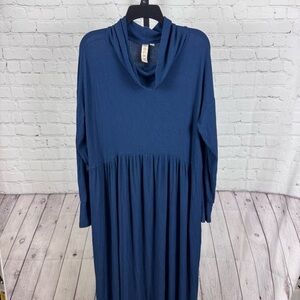 Dolan Anthropologie Navy Alissa Ribbed Cowlneck Maxi Dress Size Large